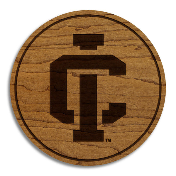 Ithaca College Monogram Coaster – Crafted from Cherry or Maple Wood – Ithaca Bombers