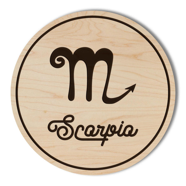 Scorpio Sign Zodiac Coaster – Crafted from Cherry or Maple Wood