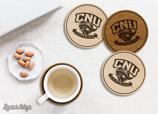 Christopher Newport University Captains Coaster – Crafted from Cherry or Maple Wood – CNU Captains