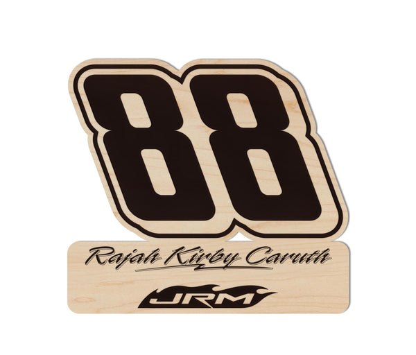 Rajah Kirby Caruth #88 Wooden Magnet | Crafted from Cherry and Maple Wood | Made in USA | Officially Licensed by JR Motorsport