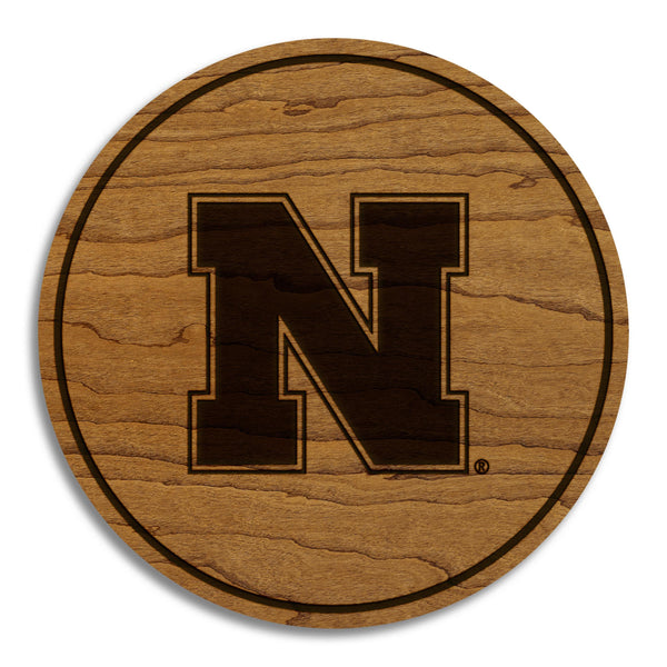 University of Nebraska N Coaster - Crafted from Cherry or Maple Wood - Nebraska Huskers