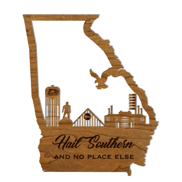 Georgia Southern University Skyline Wall Hanging - Crafted from Cherry or Maple Wood - Georgia Southern Eagles