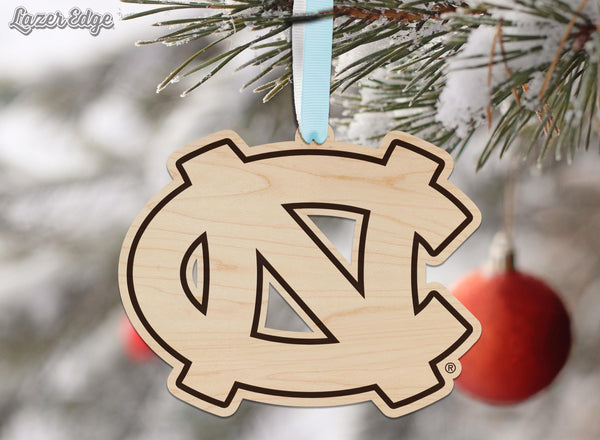 University of North Carolina Chapel Hill Interlocked NC Ornament – Crafted from Cherry and Maple Wood – UNC Tar Heels