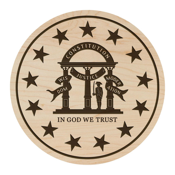 Georgia State Flag Coaster - Crafted from Cherry or Maple Wood