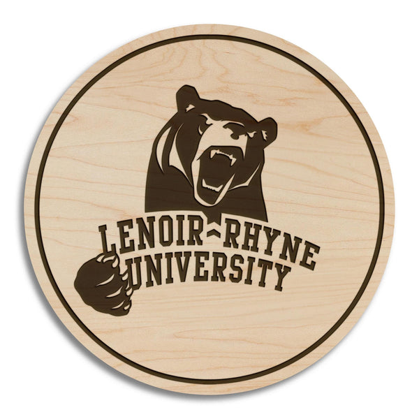 Lenoir-Rhyne University Bear Coaster - Crafted from Cherry or Maple Wood - Lenoir-Rhyne Bears