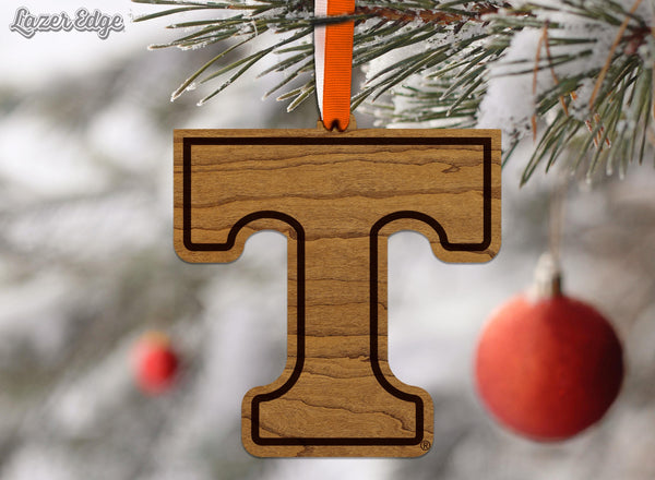 University of Tennessee Power T Ornament – Crafted from Cherry and Maple Wood – Tennessee Volunteers