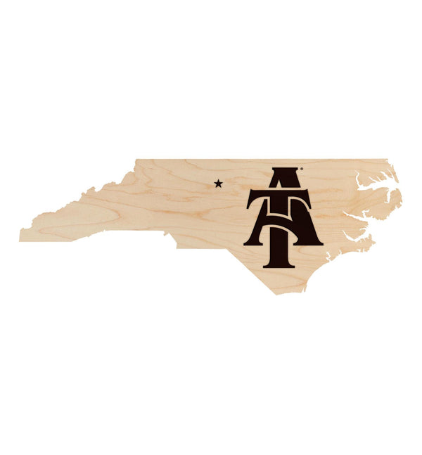 NCAT Aggies on State Wall Hanging - Crafted from Cherry or Maple Wood