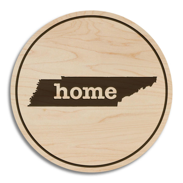 Tennessee Home State Map Coaster - Crafted from Cherry or Maple Wood