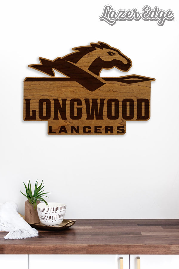 Longwood University Lancers Wall Hanging - Crafted from Cherry and Maple Wood - Longwood Lancers