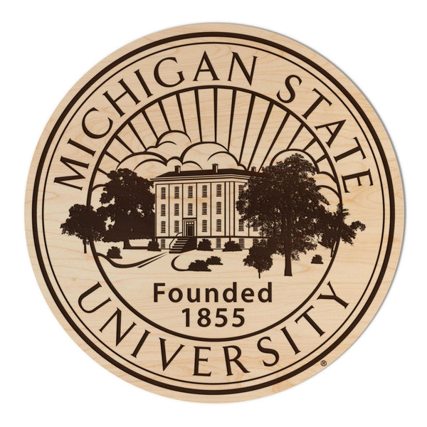 Michigan State University Seal Wall Hanging - Crafted from Cherry or Maple Wood - Michigan State Spartans