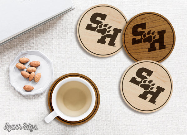 Sam Houston State University Bearkat Coaster – Crafted from Cherry Wood Or Maple Wood – SHSU Bearkats