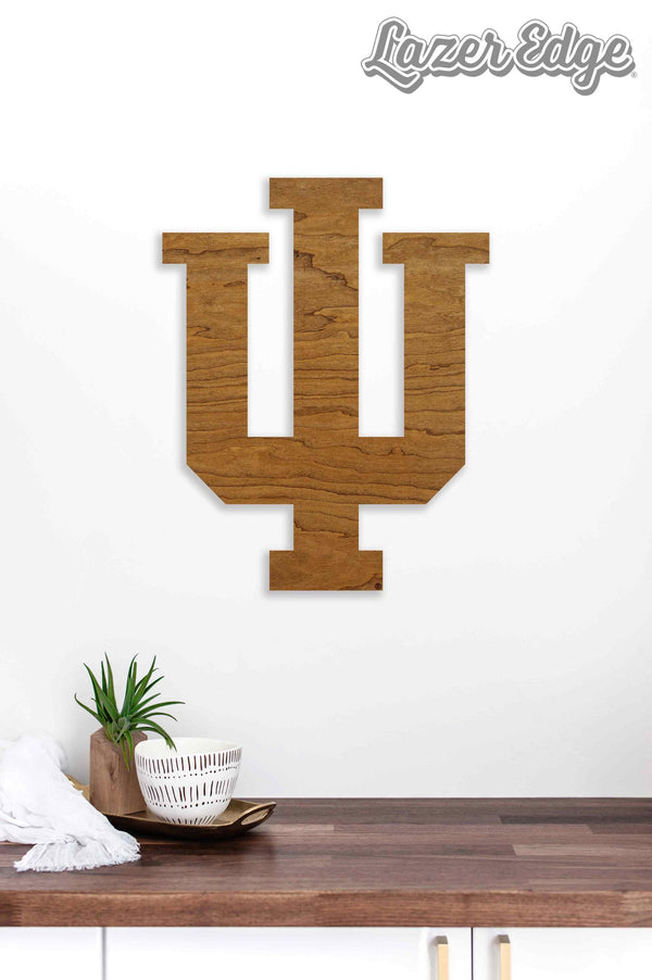 Indiana University IU Block Letters Wall Hanging - Crafted from Cherry or Maple wood - Indiana Hoosiers