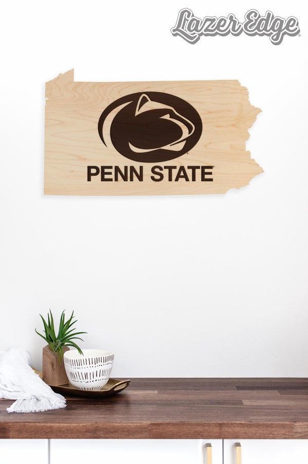 Penn State Nittany Lions on State Wall Hanging – Crafted from Cherry and  Maple Wood - Penn State Nittany Lions