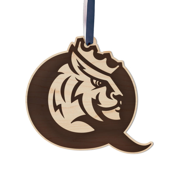 Queens University in Charlotte Primary Logo Ornament – Crafted from Cherry or Maple Wood – Queens Royals