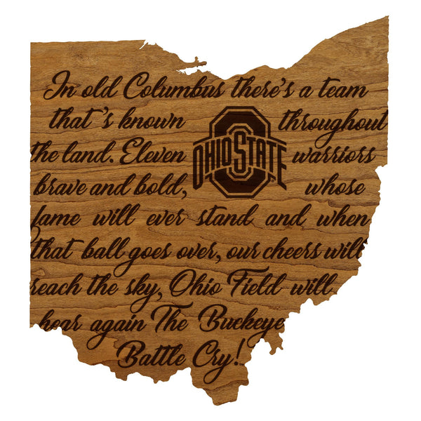 Ohio State University Fight Song Wall Hanging - Crafted from Cherry or Maple Wood - Ohio State Buckeyes