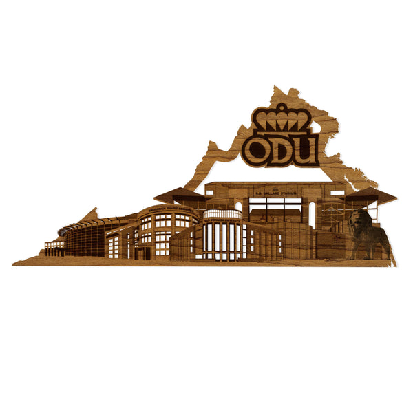 Old Dominion University Skyline Wall Hanging - Crafted from Cherry or Maple Wood