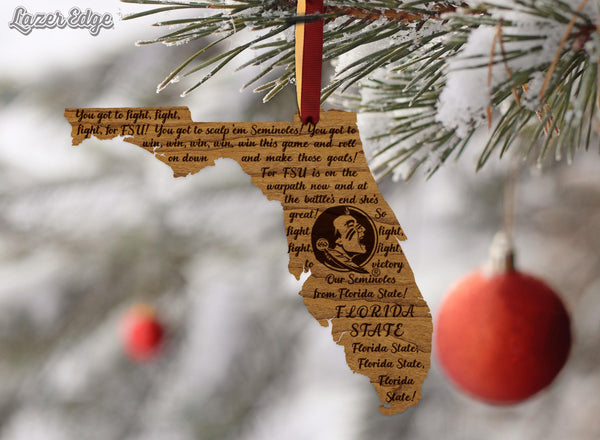 Florida State University Fight Song Ornament – Crafted from Cherry and Maple Wood – Florida State Seminoles