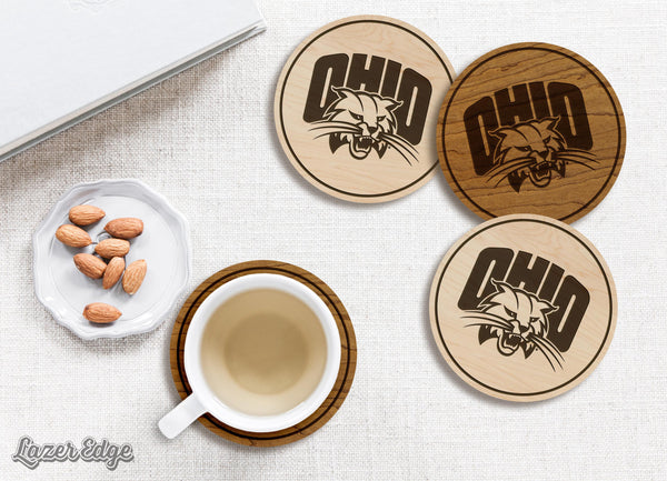 Ohio University Bobcats Coaster – Crafted from Cherry or Maple Wood – Ohio University Bobcats