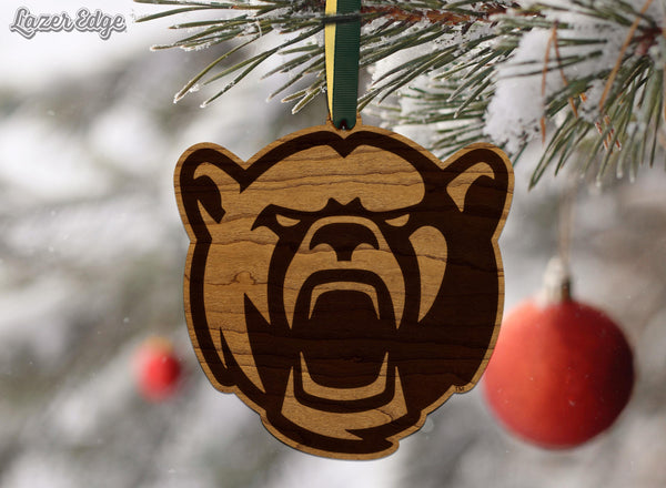 Baylor University Bear Ornament – Crafted from Cherry and Maple Wood – Baylor Bears