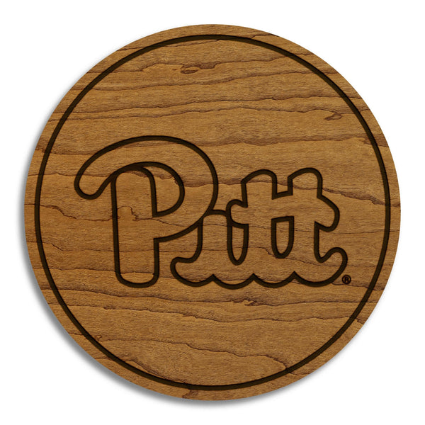 University of Pittsburgh Logo Coaster – Crafted from Cherry or Maple Wood – Pitt Panthers