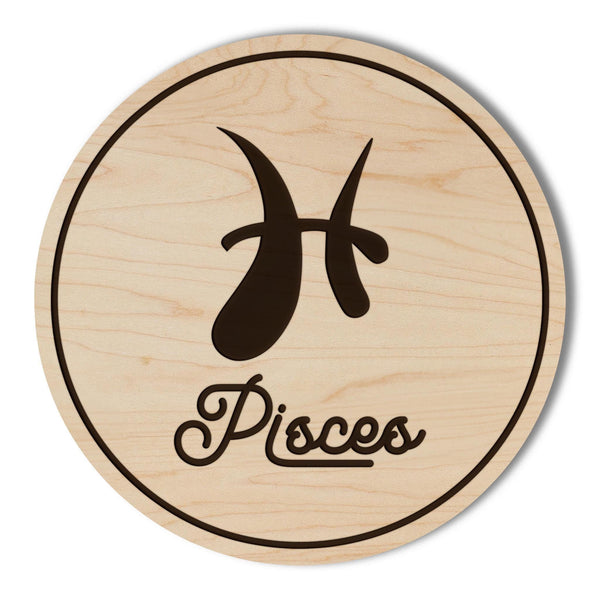 Pisces Sign Zodiac Coaster – Crafted from Cherry or Maple Wood