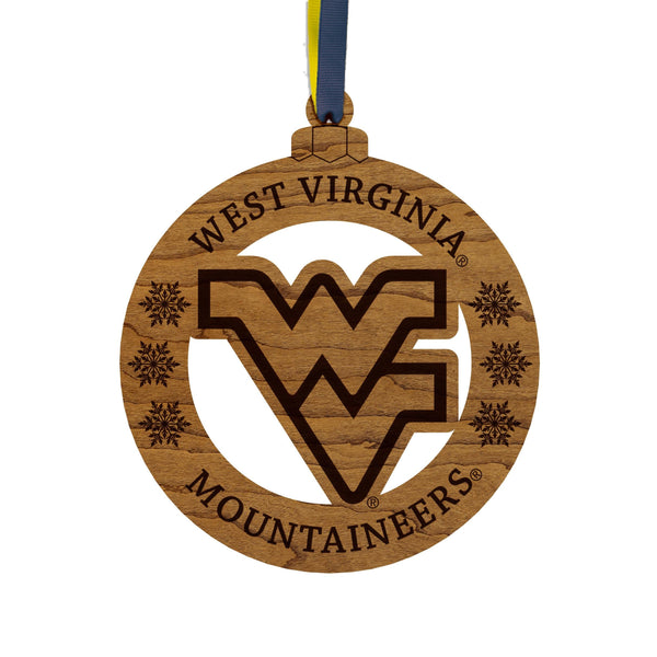 West Virginia University Mountaineers Cutout Ornament – Crafted from Cherry and Maple Wood – West Virginia Mountaineers