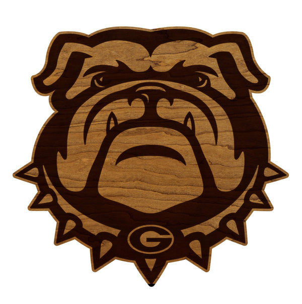 University of Georgia Bulldog Cutout Wall Hanging - Crafted from Cherry or Maple Wood - Georgia Bulldogs