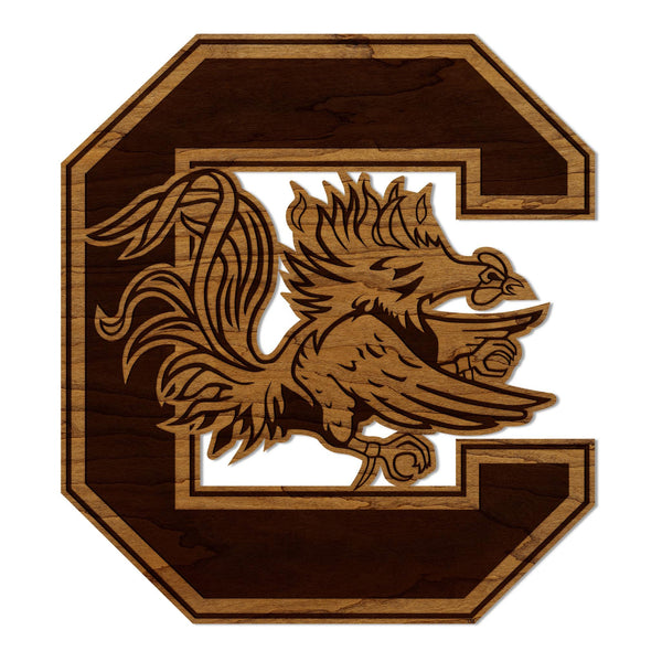 University of South Carolina Block C Gamecock Wall Hanging – Crafted from Cherry and  Maple Wood - USC Gamecocks