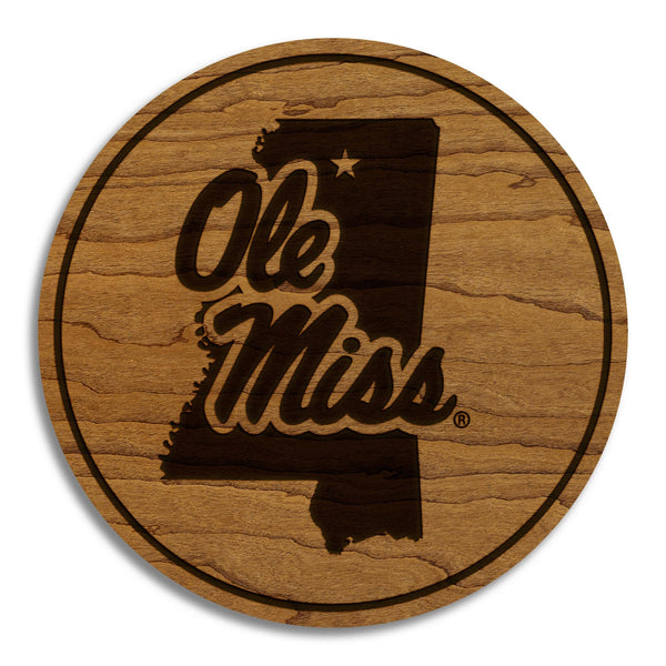 Ole Miss on Mississippi Coaster – Crafted from Cherry or Maple Wood