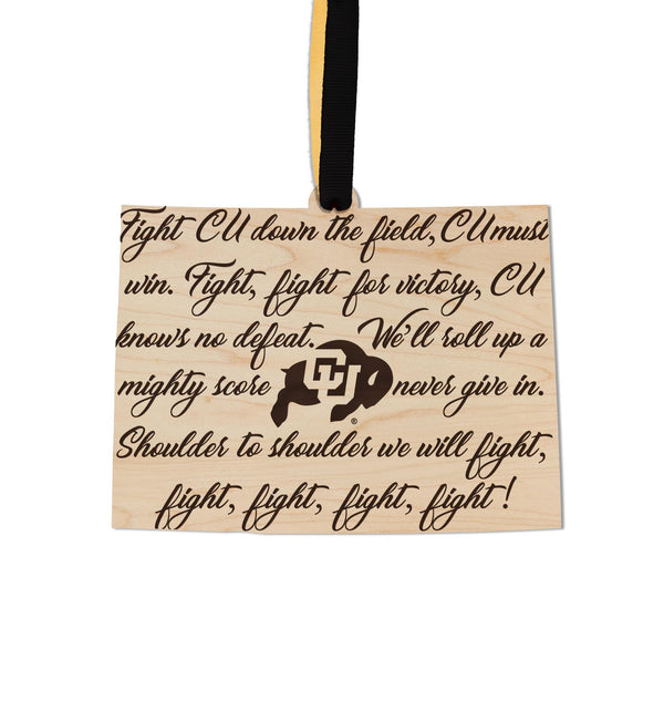 University of Colorado Fight Song Ornament – Crafted from Cherry and Maple Wood – Colorado Buffaloes