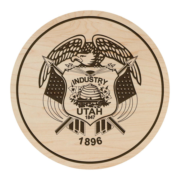 Utah State Flag Coaster - Crafted from Cherry or Maple Wood