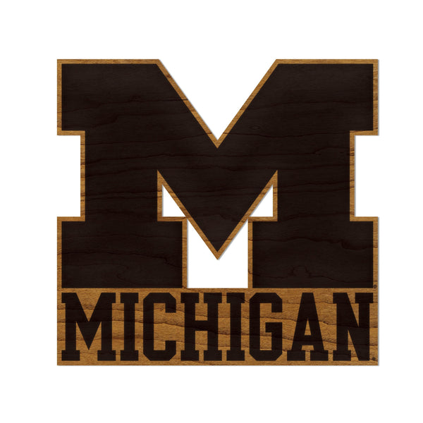 University of Michigan Wall Hanging - Crafted from Cherry or Maple Wood