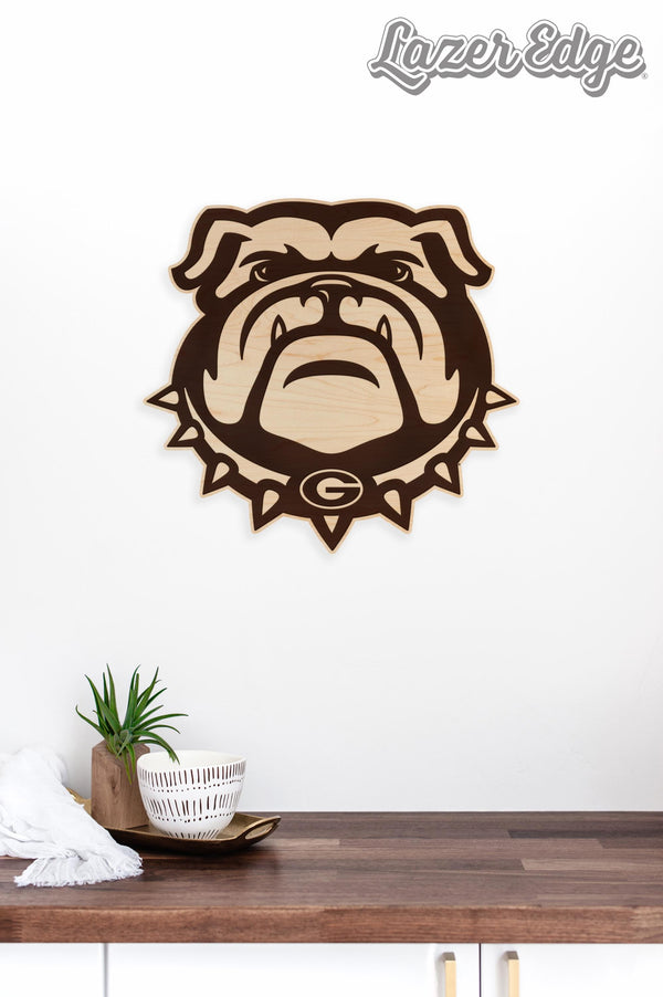 University of Georgia Bulldog Cutout Wall Hanging - Crafted from Cherry or Maple Wood - Georgia Bulldogs