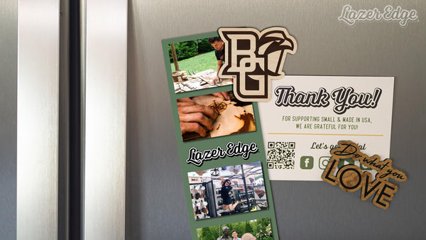 Bowling Green State University BG with Falcon Magnet - Crafted from Cherry or Maple Wood - BGSU Falcons