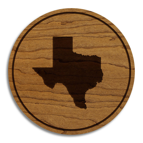 Texas State Map Coaster - Crafted from Cherry or Maple Wood