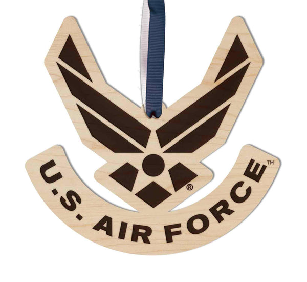 United States Air Force Emblem Ornament – Crafted from Cherry or Maple Wood