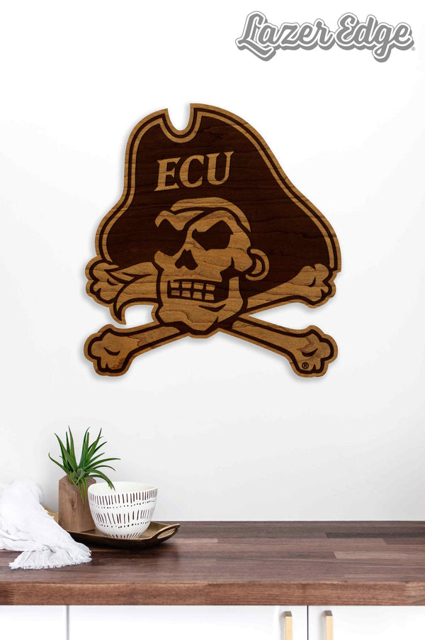 East Carolina University Jolly Roger Wall Hanging - Crafted from Cherry or Maple Wood - ECU Pirates