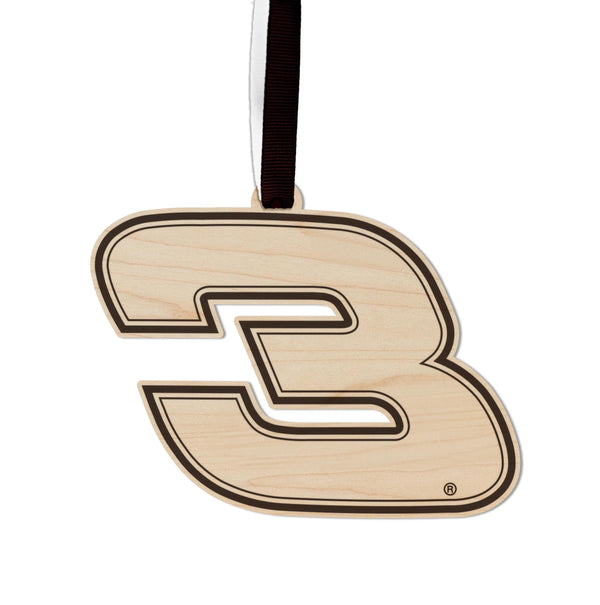 Stylized #3 Wooden Ornament  | Crafted from Cherry and Maple Wood | Made in USA | Officially Licensed by Richard Childress Racing