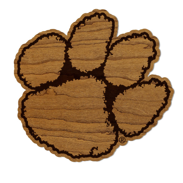 Clemson University Tiger Paw Magnet - Crafted from Cherry or Maple Wood - Clemson Tigers