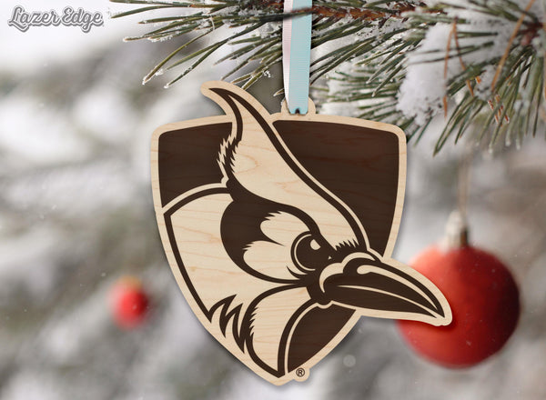 Johns Hopkins University Blue Jay Ornament – Crafted from Cherry and Maple Wood – Johns Hopkins Blue Jays