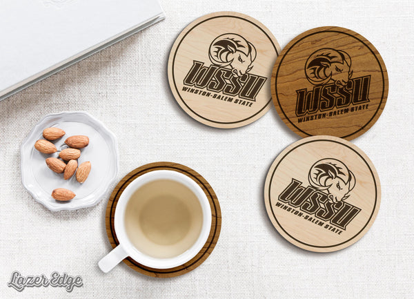 Winston Salem State University Coaster – Crafted from Cherry or Maple Wood – Winston Salem State University Rams