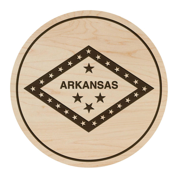 Arkansas State Flag Coaster - Crafted from Cherry or Maple Wood