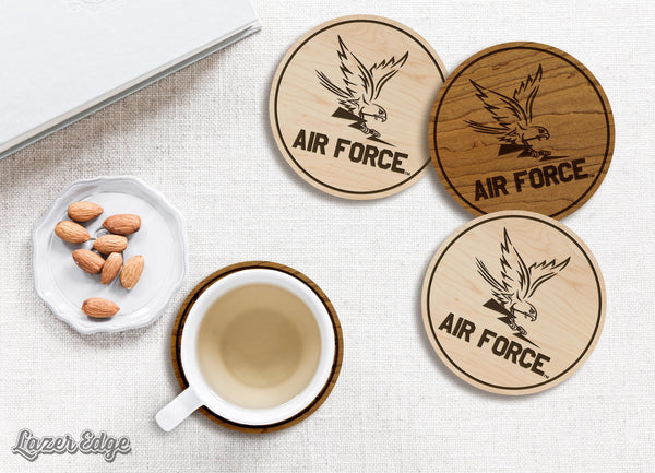Air Force Academy Falcons Coaster – Crafted from Cherry or Maple Wood – Air Force Falcons