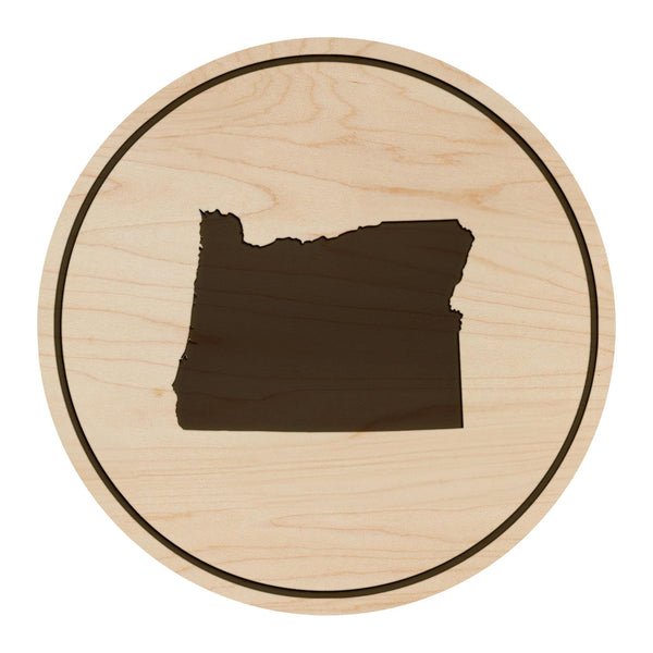 Oregon State Map Coaster - Crafted from Cherry or Maple Wood