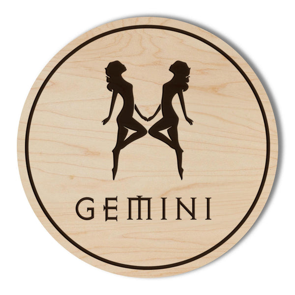 Gemini Symbol Zodiac Coaster – Crafted from Cherry or Maple Wood