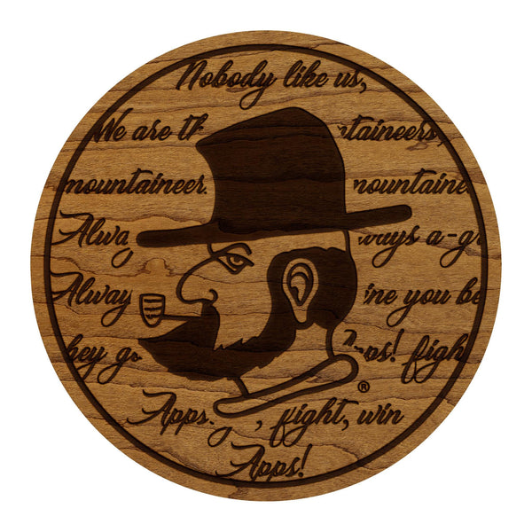 Appalachian State University Fight Song Coaster – Crafted from Cherry or Maple Wood – Appalachian Mountaineers