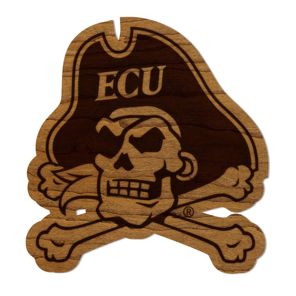 East Carolina University Jolly Roger Magnet - Crafted from Cherry or Maple Wood - ECU Pirates
