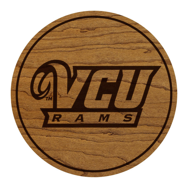 Virginia Commonwealth University Wordmark Coaster – Crafted from Cherry or Maple Wood – VCU Rams