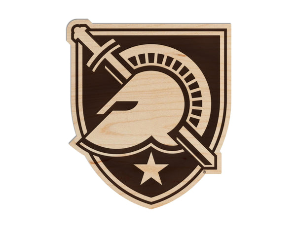 West Point Military Academy Knight and Shield Wall Hanging - Crafted from Cherry and Maple Wood - West Point Black Knights