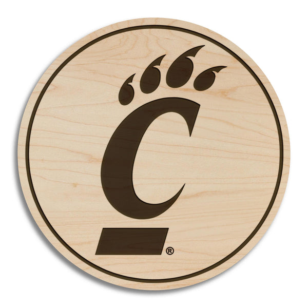 University of Cincinnati Bearcat C Coaster – Crafted from Cherry or Maple Wood – Cincinnati Bearcats
